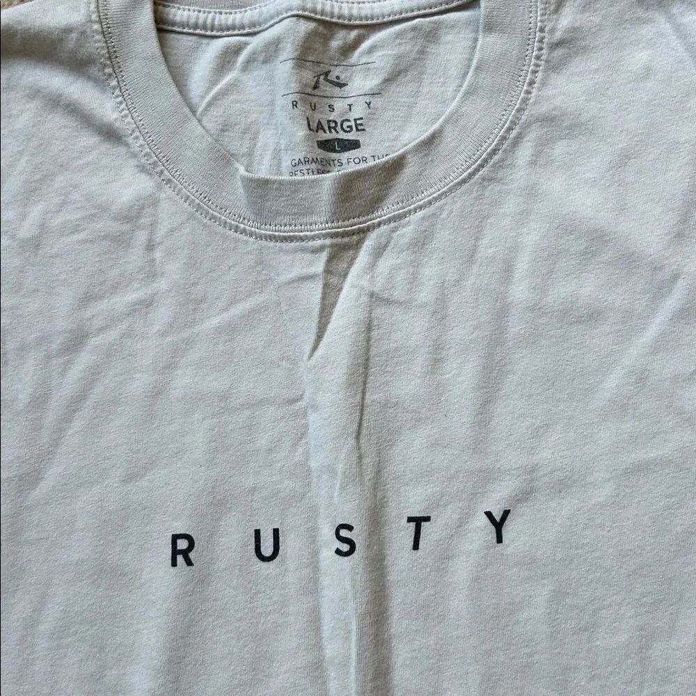 Rusty Minimal Logo Crew Neck 100% Cotton T-Shirt Size L